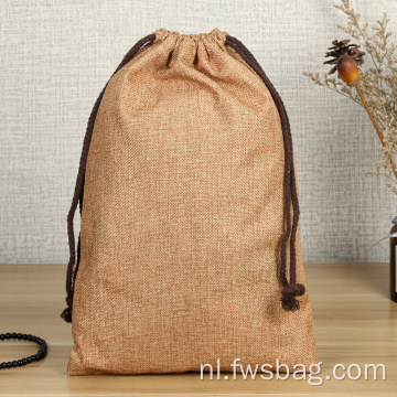 Aangepast 9 x 14 inch gepersonaliseerd duurzame jute fabric drawstring hessia heden opslagcadeauzakken met klantlogo print